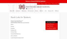 
							         Quick Links for Students – Students – Mater Dei High School								  
							    