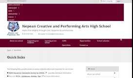 
							         Quick links - Nepean Creative and Performing Arts High School								  
							    