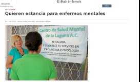 
							         Quieren estancia para enfermos mentales, El Siglo de Torreón								  
							    