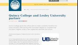 
							         Quincy College and Lesley University partner | Quincy College								  
							    