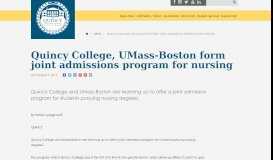 
							         Quincy College, UMass-Boston form joint admissions program for ...								  
							    