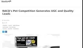 
							         RACQ's Pet Competition Generates UGC and Quality Leads | Stackla								  
							    