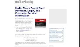 
							         Radio Shack Credit Card Payment, Login, and Customer ...								  
							    