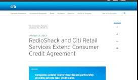 
							         RadioShack and Citi Retail Services Extend Consumer Credit ...								  
							    