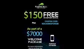 
							         Raging bull Mobile Casino - $150 Free No Deposit Bonus								  
							    