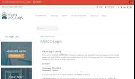 
							         RAMCO Login | Virginia REALTORS®								  
							    