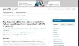 
							         Ranibizumab after laser photocoagulation failure in retinopathy of ...								  
							    
