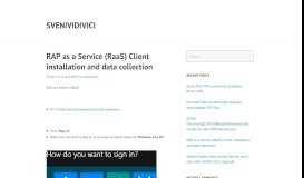 
							         RAP as a Service (RaaS) Client installation and data collection ...								  
							    