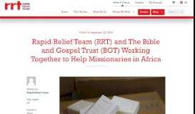 
							         Rapid Relief Team (RRT) and The Bible and Gospel Trust ...								  
							    