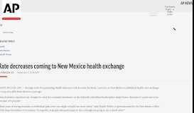 
							         Rate decreases coming to New Mexico health exchange - AP News								  
							    