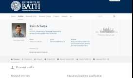 
							         Ravi Acharya — the University of Bath's research portal								  
							    