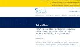 
							         RCCA Joins United Healthcare's Innovative Cancer Care Program to ...								  
							    