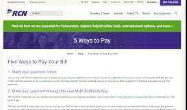 
							         RCN offers Five Ways to Pay Your Bill								  
							    