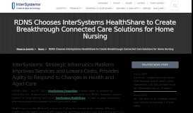
							         RDNS Chooses InterSystems HealthShare to Create Breakthrough ...								  
							    