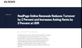 
							         RealPage Online Renewals Reduces Turnover by 2 ... - NBC News								  
							    