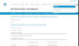 
							         Realtek Bluetooth Driver for Microsoft Windows | HP® Customer Support								  
							    