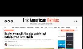 
							         Realtor.com pulls the plug on internet portals, focus is on mobile - The ...								  
							    