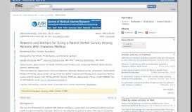 
							         Reasons and Barriers for Using a Patient Portal: Survey Among ... - NCBI								  
							    