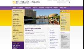
							         Recently Accepted Students - Admissions - University at Albany-SUNY								  
							    