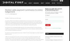 
							         Reckon adds payment summaries to online lodgement - Digital First								  
							    