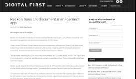 
							         Reckon buys UK document management app - Digital First								  
							    