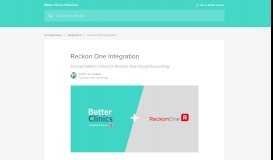 
							         Reckon One Integration | Better Clinics Helpdesk								  
							    