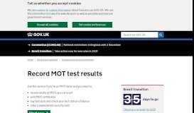 
							         Record MOT test results - GOV.UK								  
							    