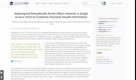 
							         Redesigned RelayHealth Portal Offers Patients a Single Access Point ...								  
							    