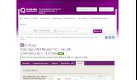 
							         Reed Specialist Recruitment Limited - Community Care - London - CQC								  
							    