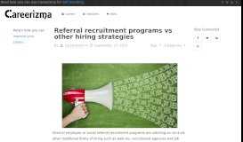 
							         Referral recruitment programs vs other hiring strategies - Careerizma								  
							    