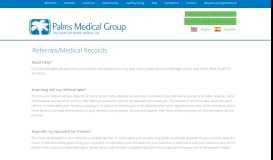 
							         Referrals and Medical Records - Palms Medical Group								  
							    