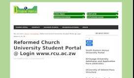 
							         Reformed Church University Student Portal @ Login www.rcu.ac.zw								  
							    