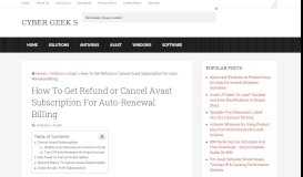 
							         Refund or Cancel Avast Auto-Renewal Billing - Cyber Geek Software								  
							    
