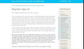 
							         Register App v2 - Azure Active Directory | Guide and Walkthrough								  
							    
