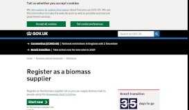 
							         Register as a biomass supplier - GOV.UK								  
							    