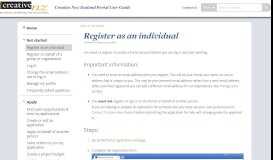 
							         Register as an individual | Creative New Zealand Portal User Guide								  
							    