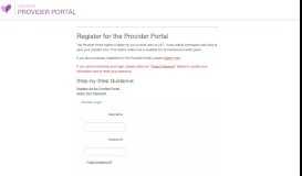 
							         Register for the Provider Portal - Provider Portal - Users - User Login								  
							    
