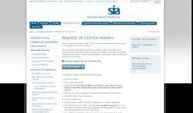 
							         Register of Licence Holders - SIA								  
							    