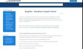 
							         Register - Raytheon Supplier Portal - MyExostar								  
							    