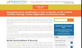 
							         Registered Nurse Certification/License in North Carolina								  
							    