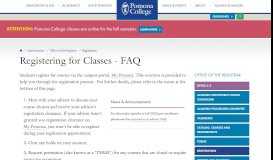 
							         Registering for Classes - FAQ | Pomona College in Claremont ...								  
							    