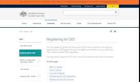 
							         Registering for GST | Australian Taxation Office								  
							    