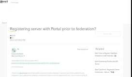 
							         Registering server with Portal prior to federat... | GeoNet, The ...								  
							    