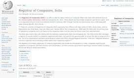 
							         Registrar of Companies, India - Wikipedia								  
							    