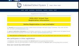 
							         Registration Information | Lakeland School System								  
							    
