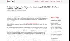 
							         Registration of potential TES beneficiaries through CHEd's TES Online ...								  
							    