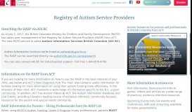 
							         Registry of Autism Service Providers | ACT - Autism Community Training								  
							    
