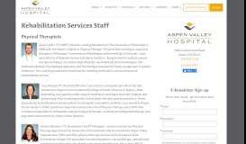 
							         Rehabilitation Services Staff - Aspen Valley Hospital								  
							    