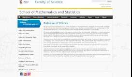 
							         Release of Marks - School of Mathematics and Statistics - UNSW								  
							    