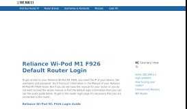 
							         Reliance Wi-Pod M1 F926 - Default login IP, default username ...								  
							    